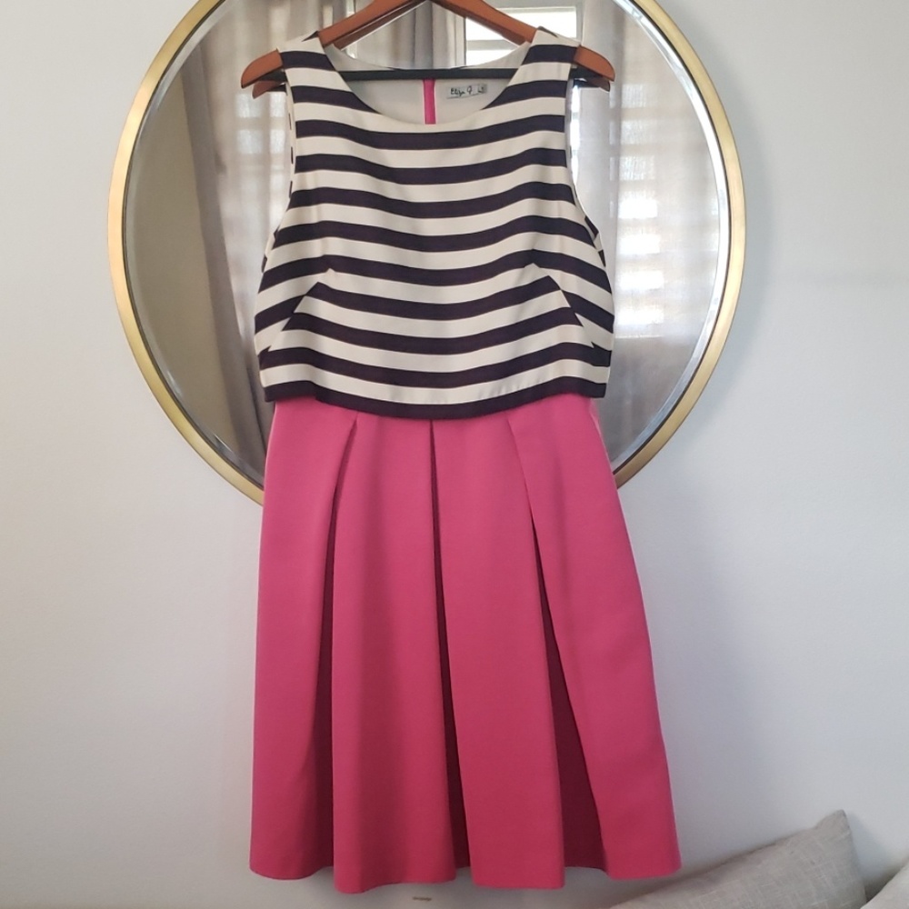Eliza J Striped & Pink Dress